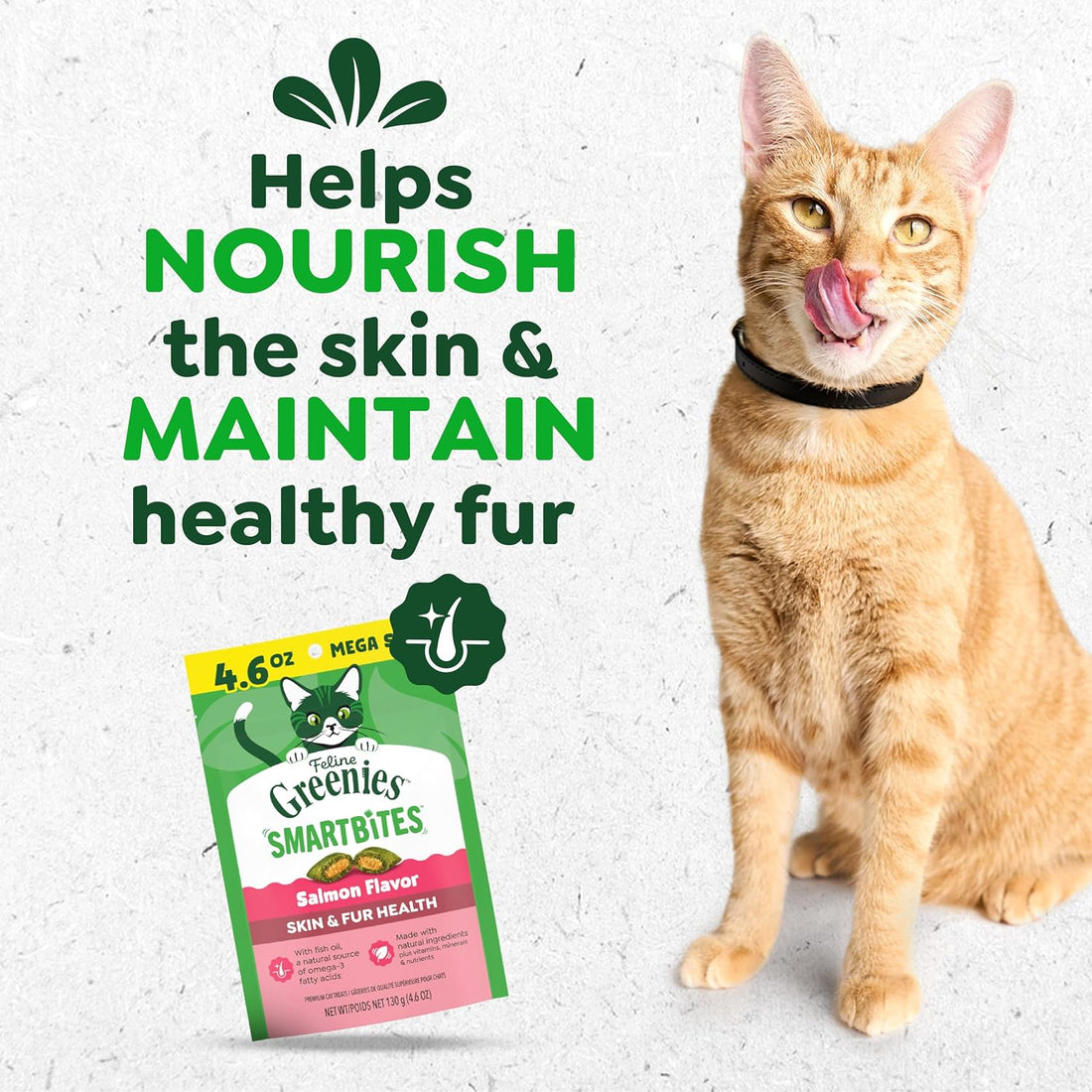 Greenies Feline Smartbites Skin & Fur Health Cat Treats, Salmon