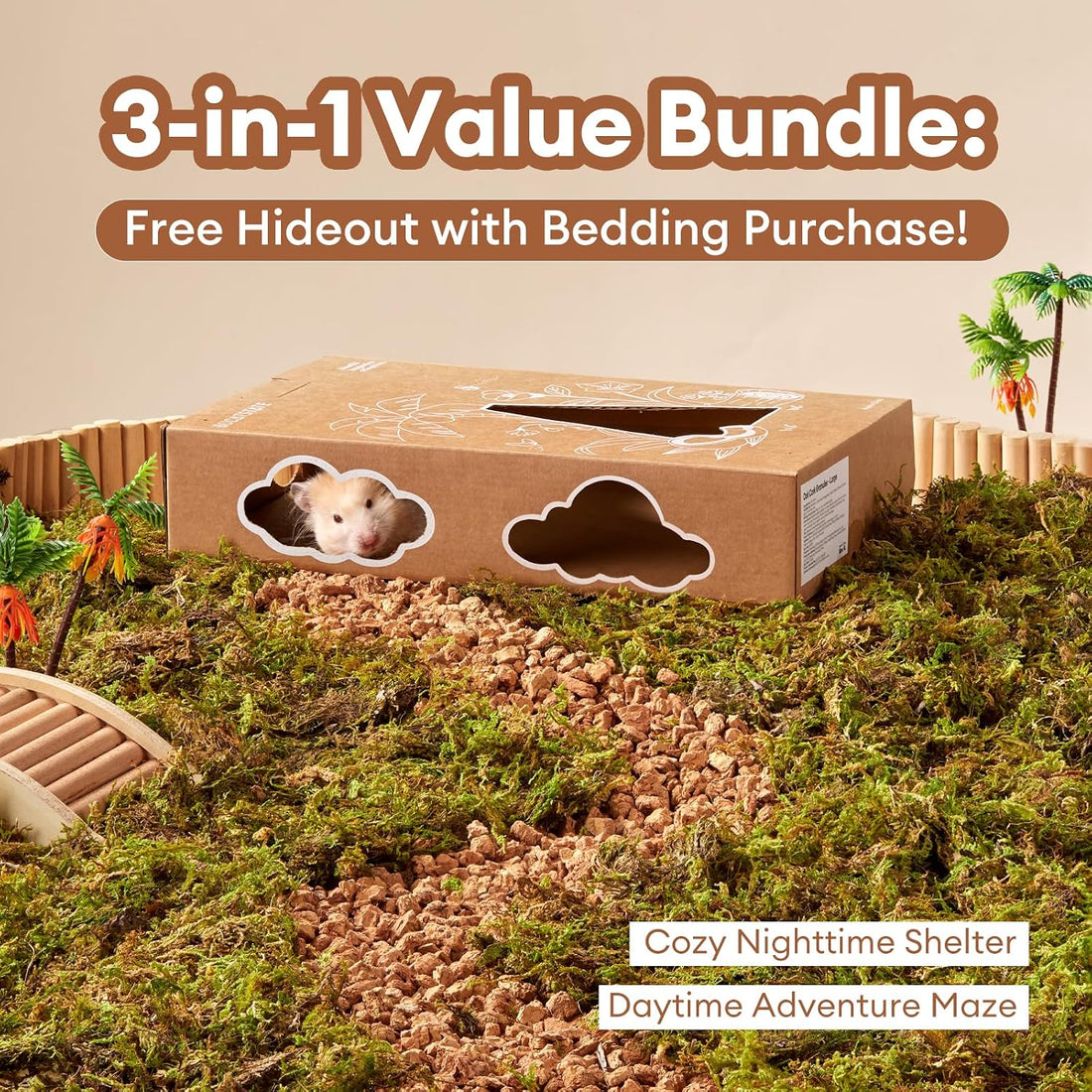 BUCATSTATE 5L Hamster Bedding, Natural Forest Moss Odor Control
