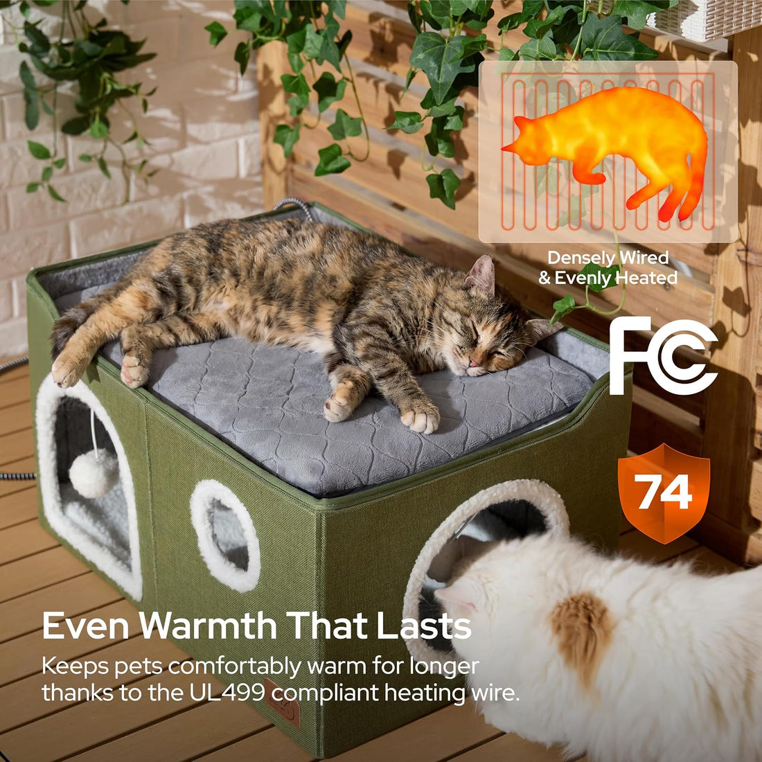 Bedsure Heated Cat Bed, Outdoor Heating Pad for Cats, 19.7"x15.7"