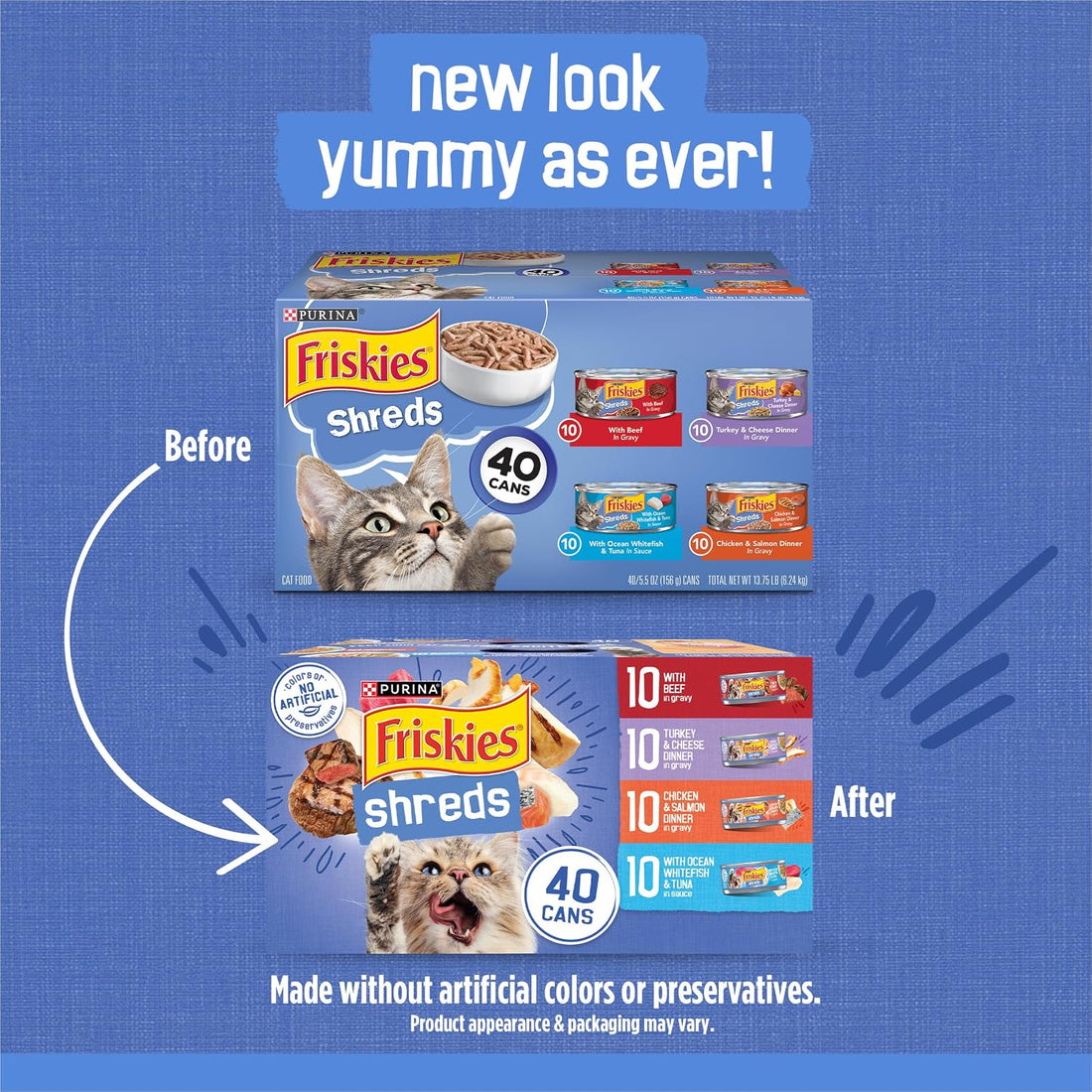 Purina Friskies Wet Cat Food Variety Pack, Shreds With Beef