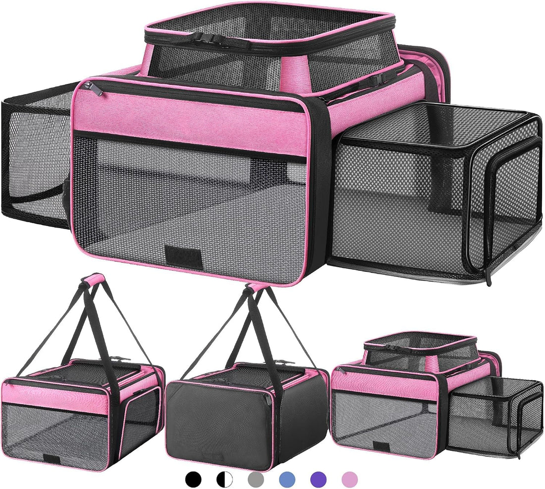 Top and 2 Sides Expandable Cat Carrier 18x11x11 TSA Airline Approved
