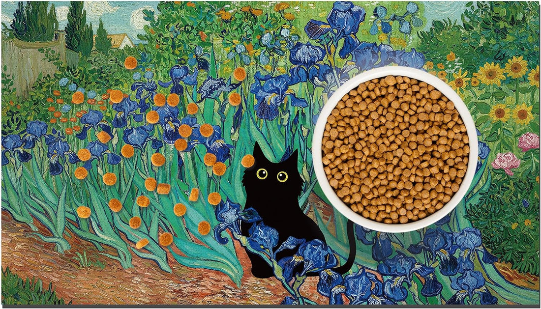 Black Cat Pet Feeding Mat, 12 x 20 Inch