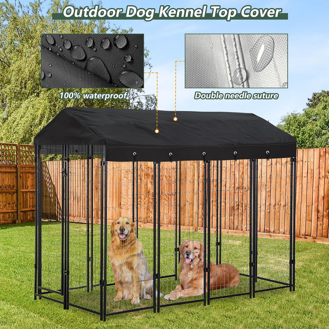 Outdoor Dog Kennel Replacement Top Covers Windproof Anti-UV
