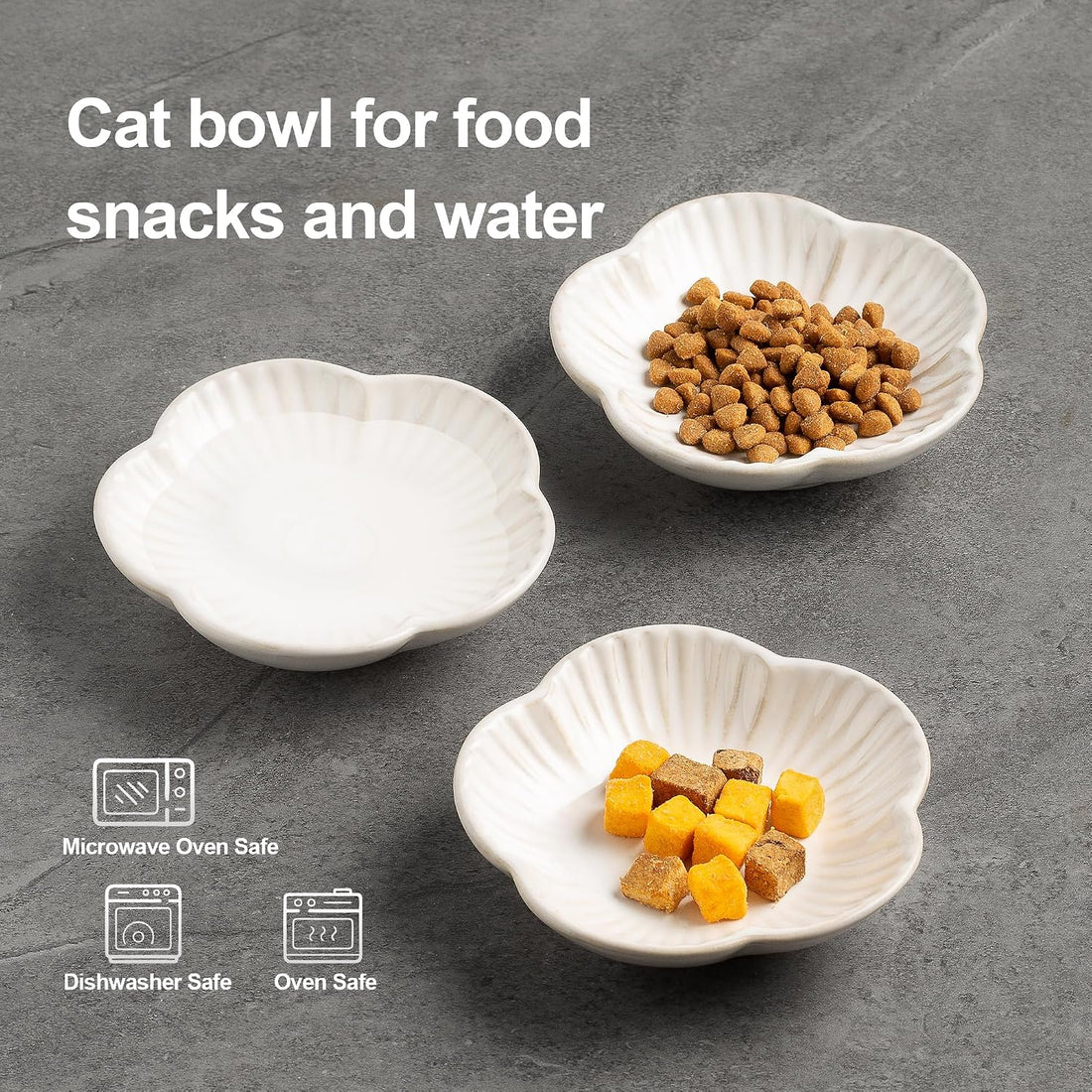 Cat Food Bowls, Ceramic Cat Plates, Dish for Food, Water and Snack