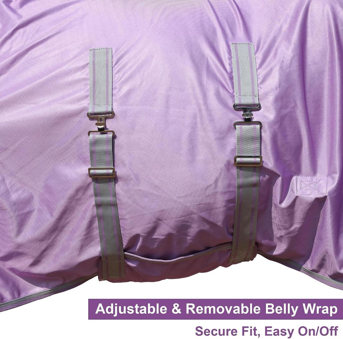 LEAFOREST Horse Fly Sheet with Neck Cover & Belly Band Mesh UV
