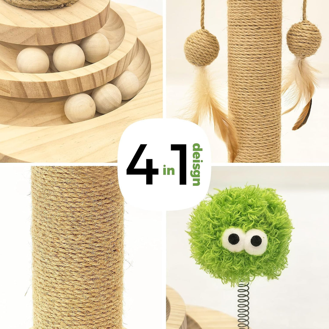 4-in-1 Cat Scratching Post for Indoor Kittens
