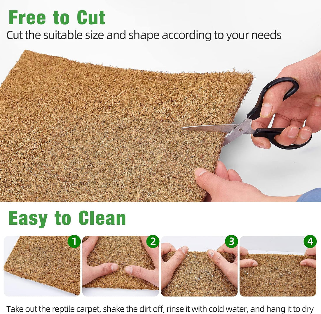 ZeeDix 10 Pcs Reptile Carpet 12x12 Inch Coconut Fiber Mat for Tank