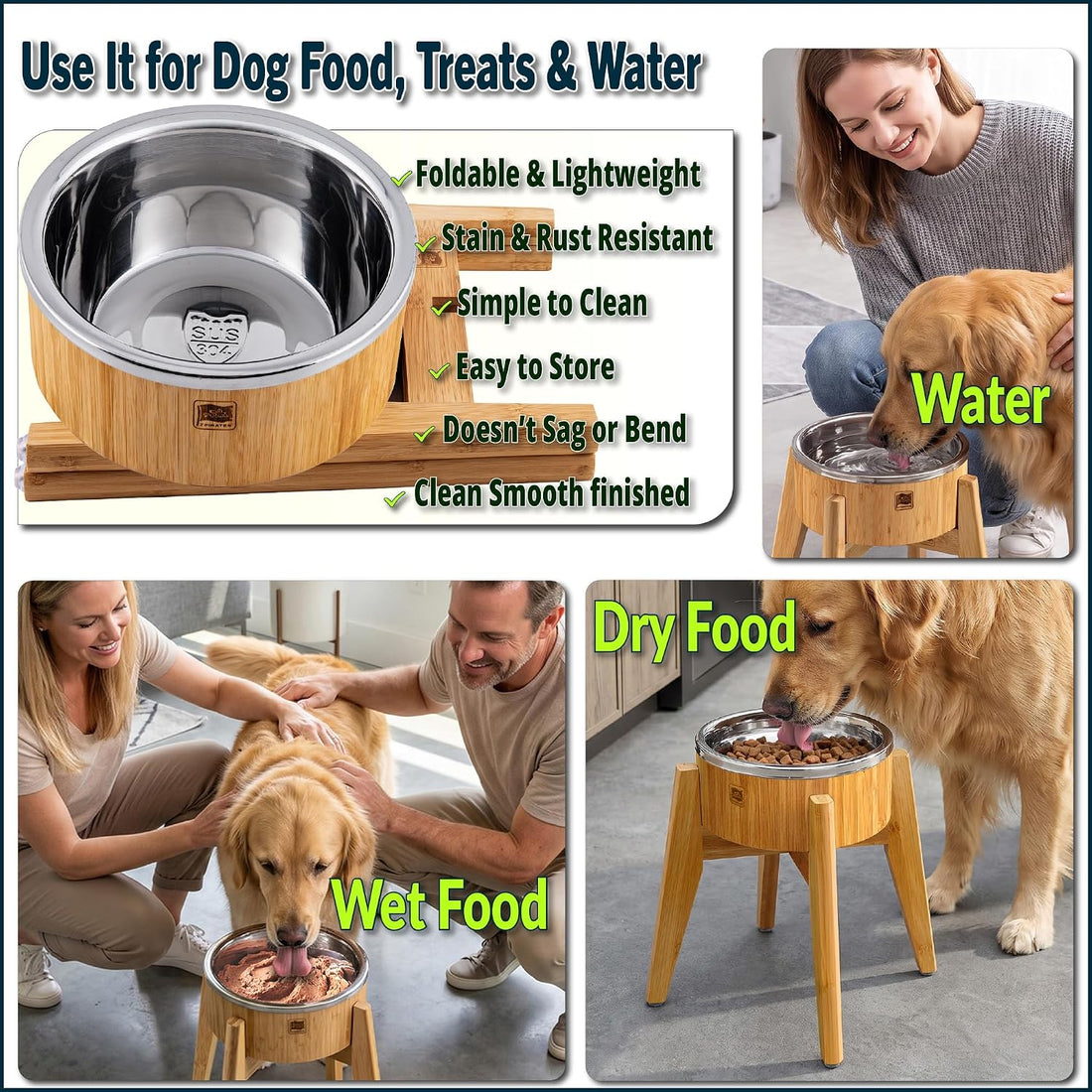 Elevated Dog Bowls for Large Breed - Raised Food/Water Bowl with Stand