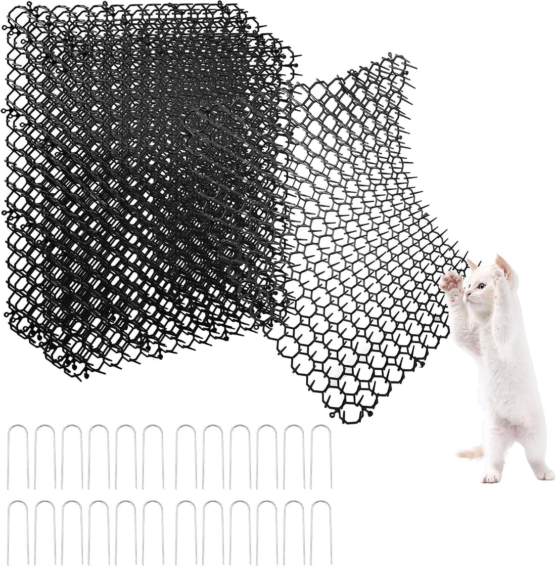 12 Pack Cat Scat Mat with Spikes, 16.5 x 13.4 Inch, Black