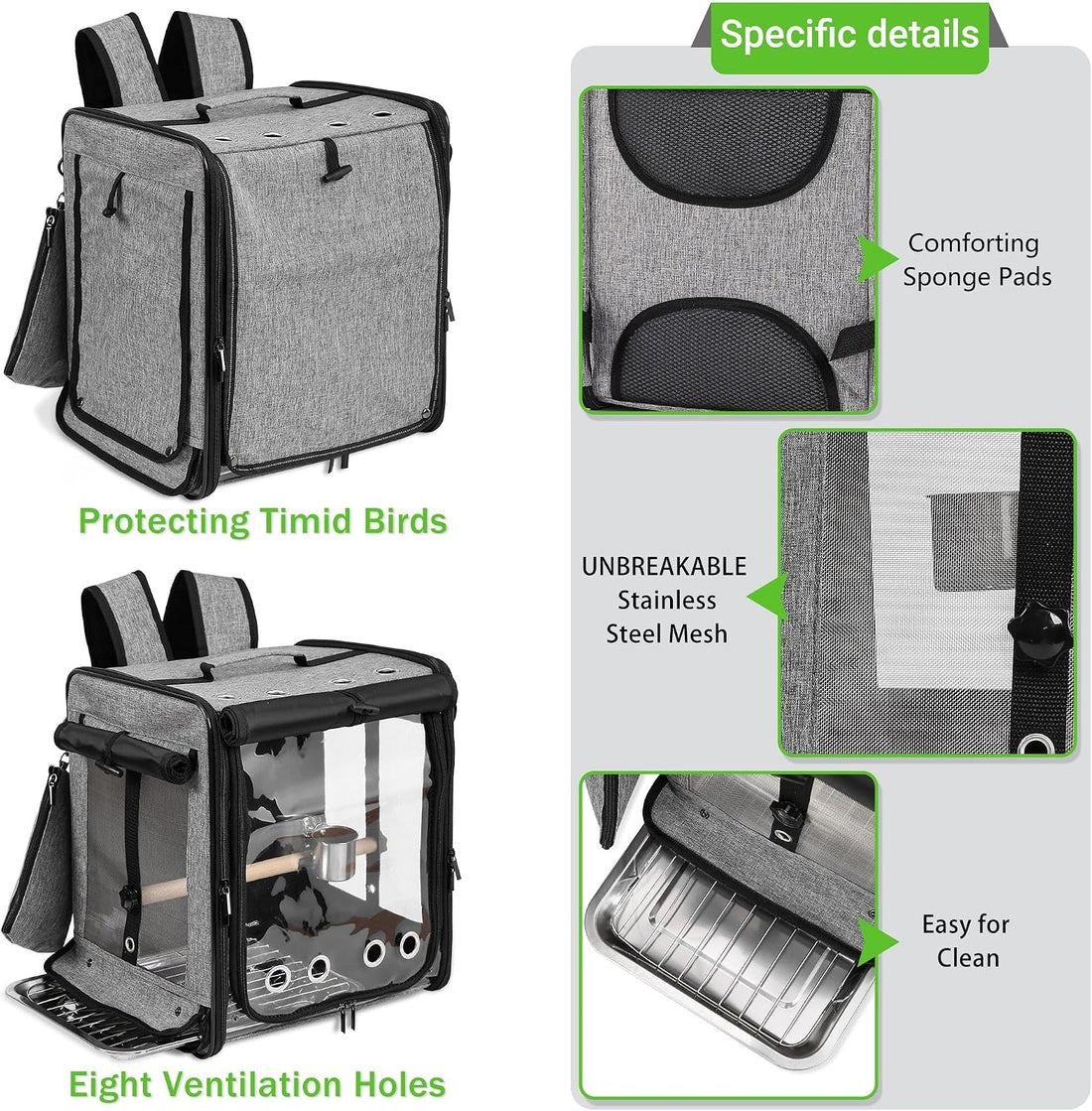 Sanmoncare Bird Carrier for Car Travel with Seat Belt