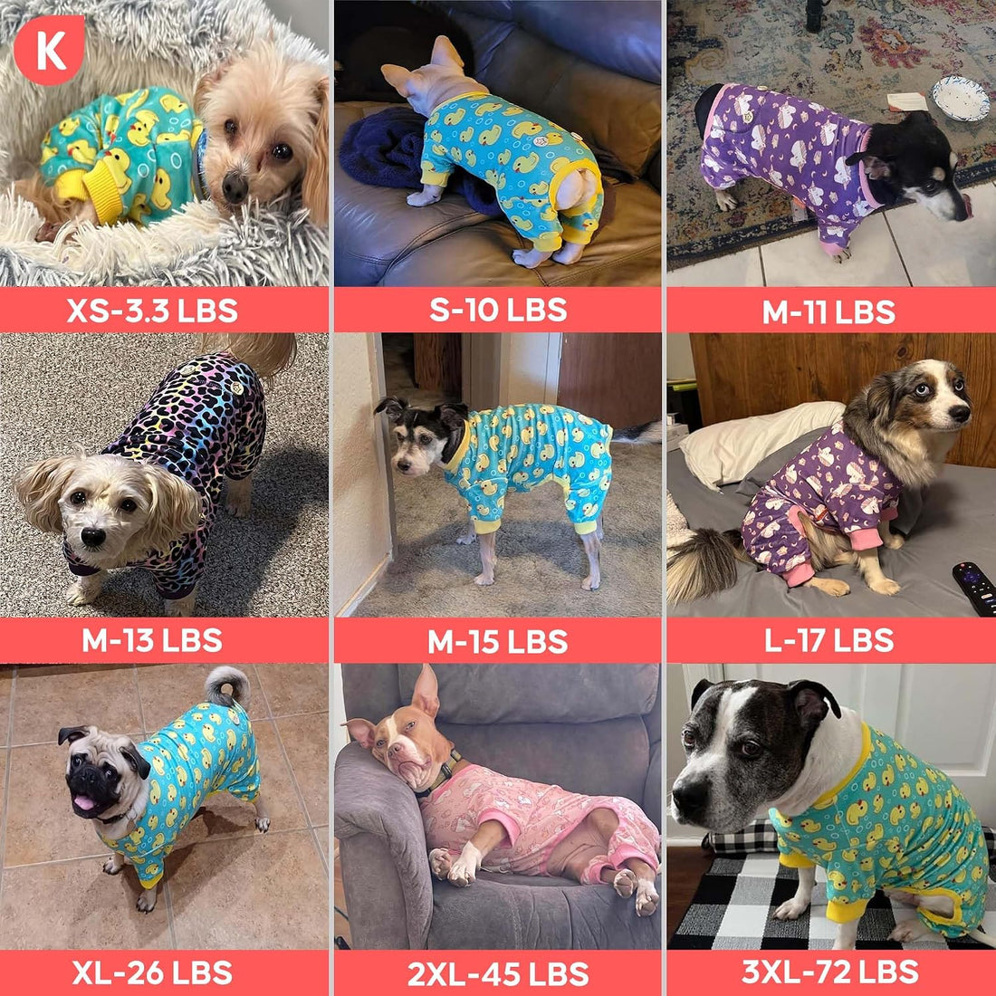KYEESE Velvet Dog Pajamas for Medium Large Dogs Soft Onesie