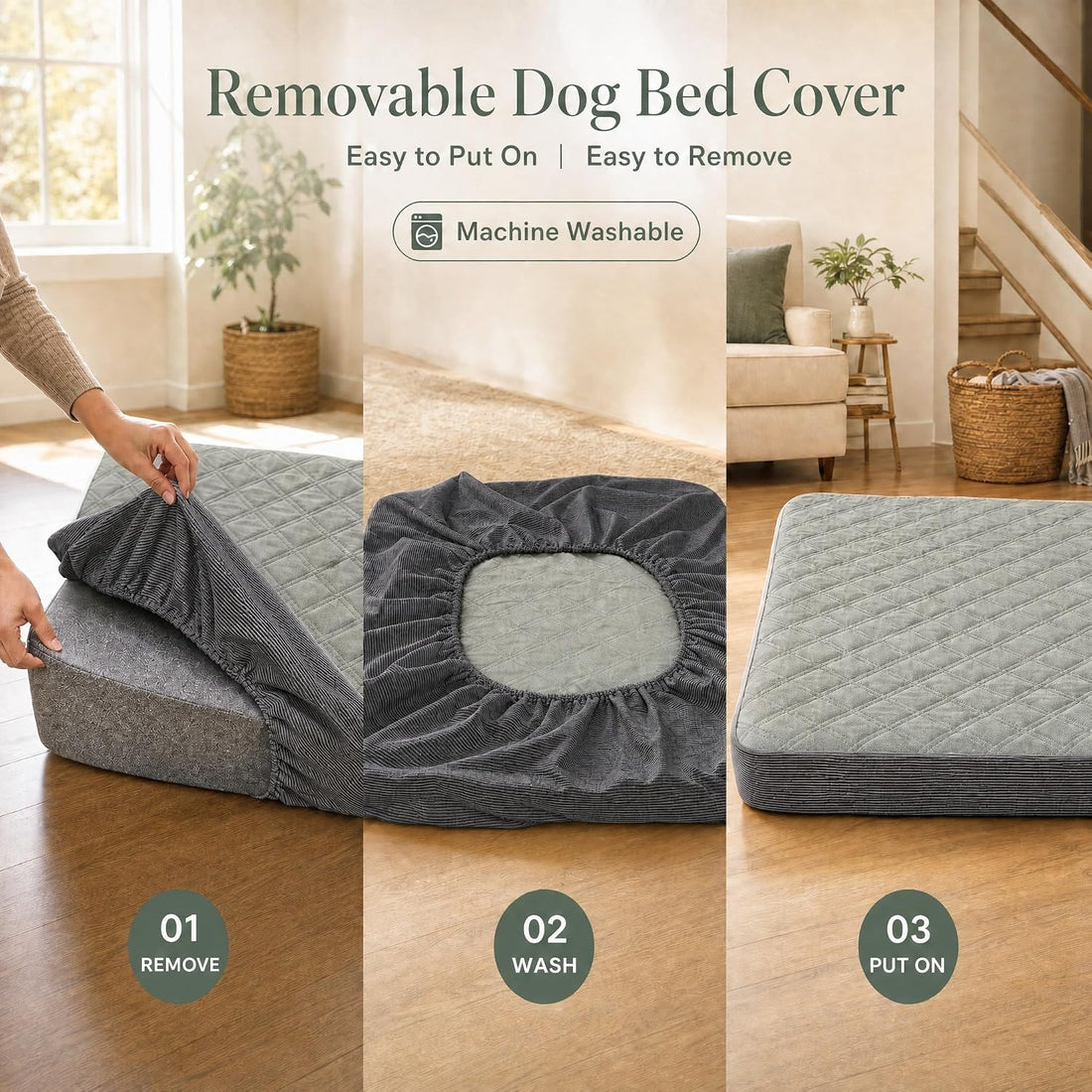 Waterproof Dog Bed Cover,Easy Replacement Cover,Dark Grey 54x44