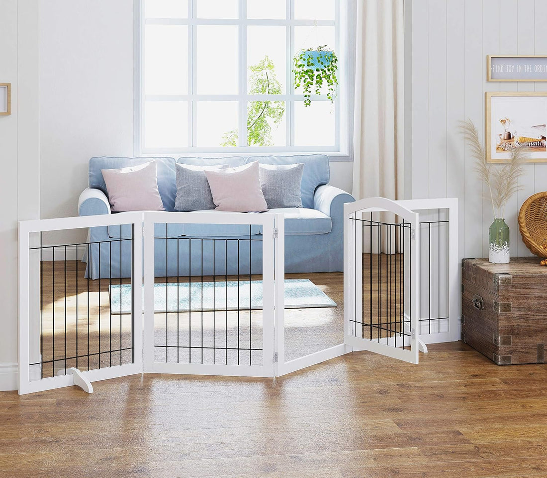 SPIRICH 96-inch Extra Wide 30-inches Tall Dog Gate with Door Walk