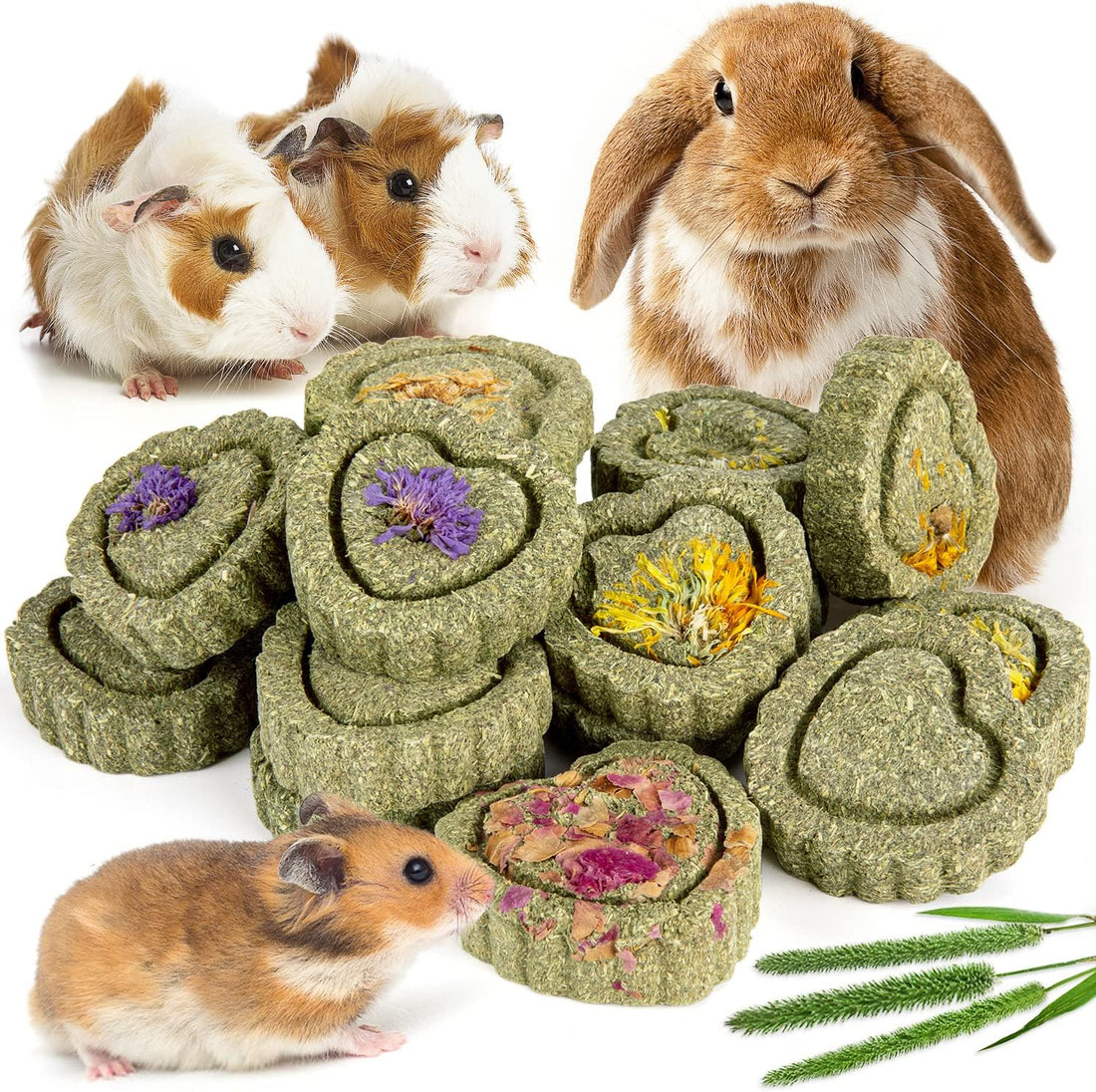 Sofier 12Pcs Timothy Hay Treats Rabbit Toys Bunny Toys Guinea Pig