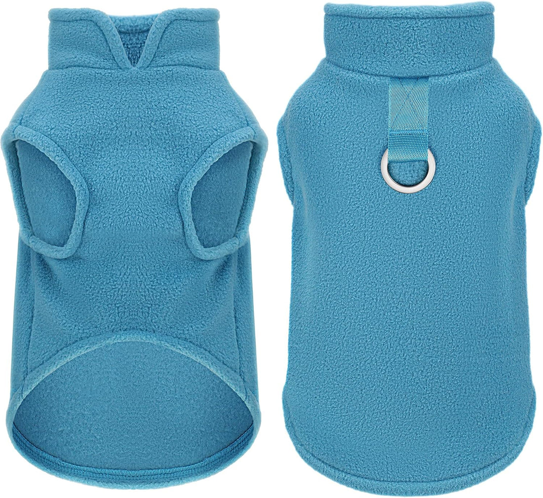 Sleeveless Vest Polyester Dog Jacket Tank Top Leash Ring Turquoise M