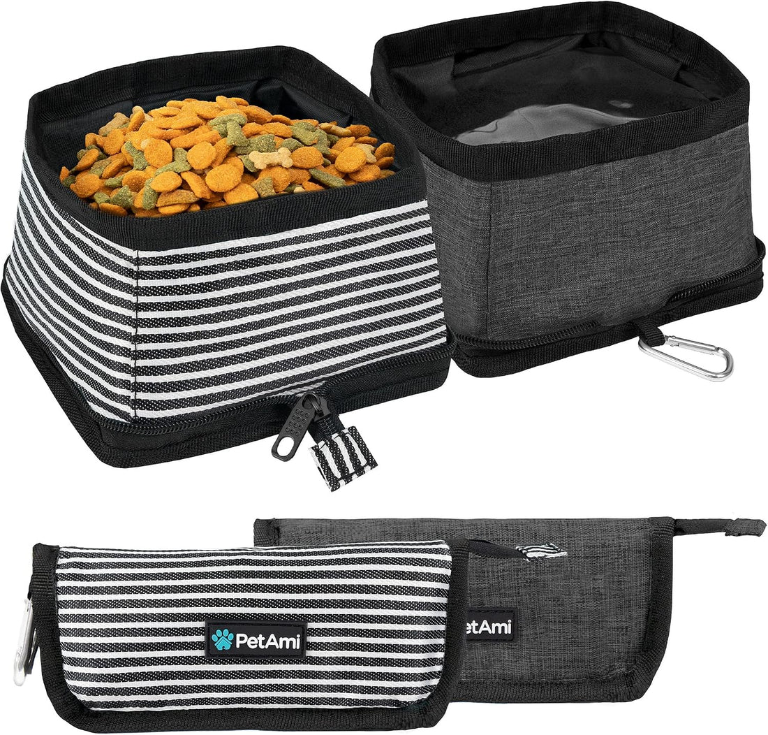 PetAmi Collapsible Dog Bowls 2 Pack, Food and Water Bowls Travel Set