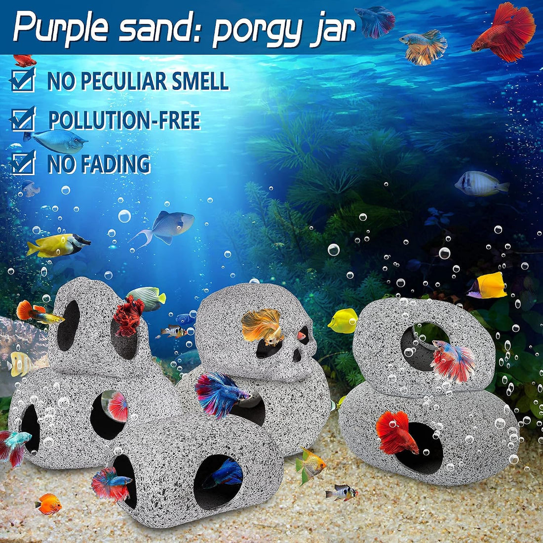 Ameliade Betta Fish Tank Rock Cave Decor Aquarium Accessories, Medium