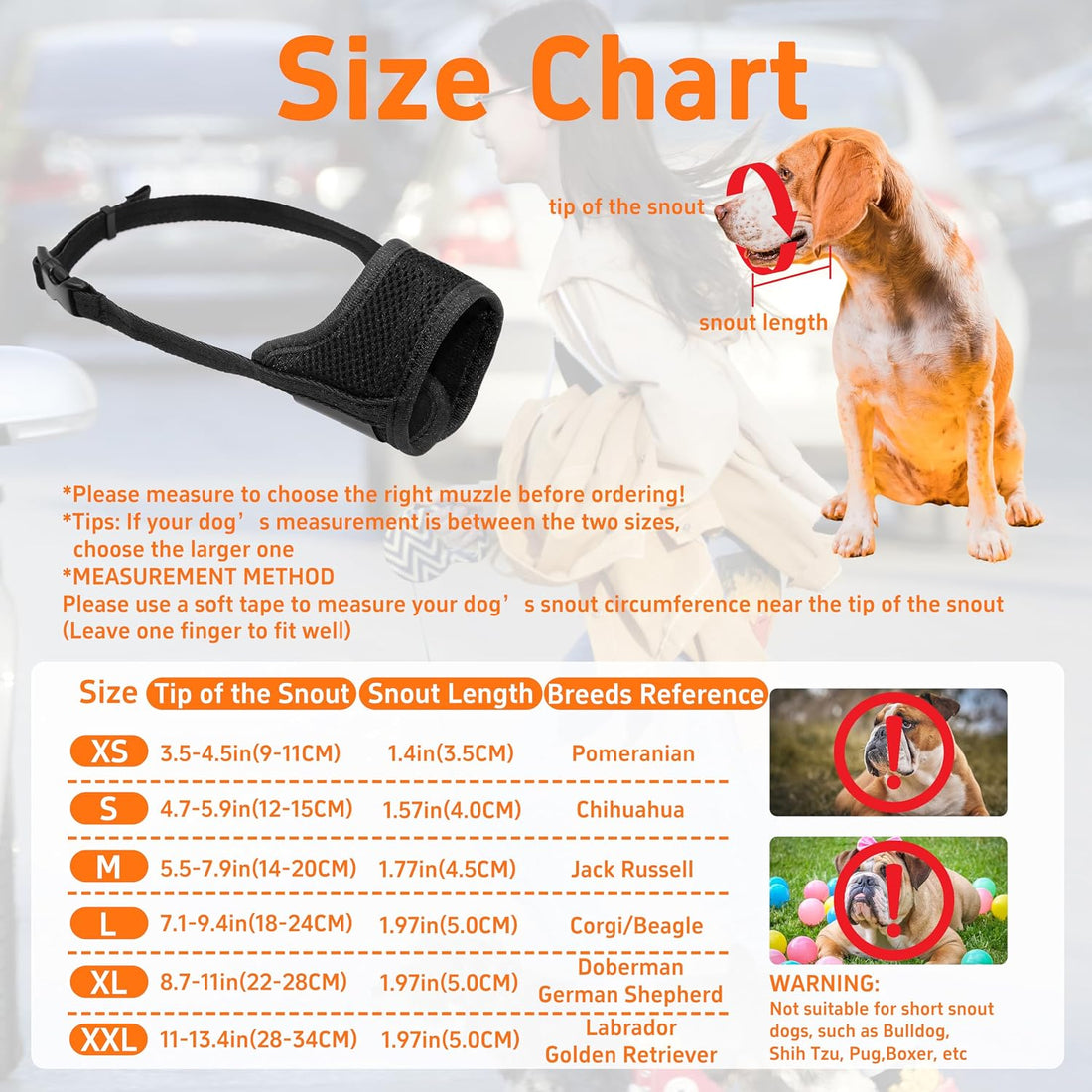 Seyezo Dog Muzzle, Breathable Nylon for Small Medium Large Dogs, Black