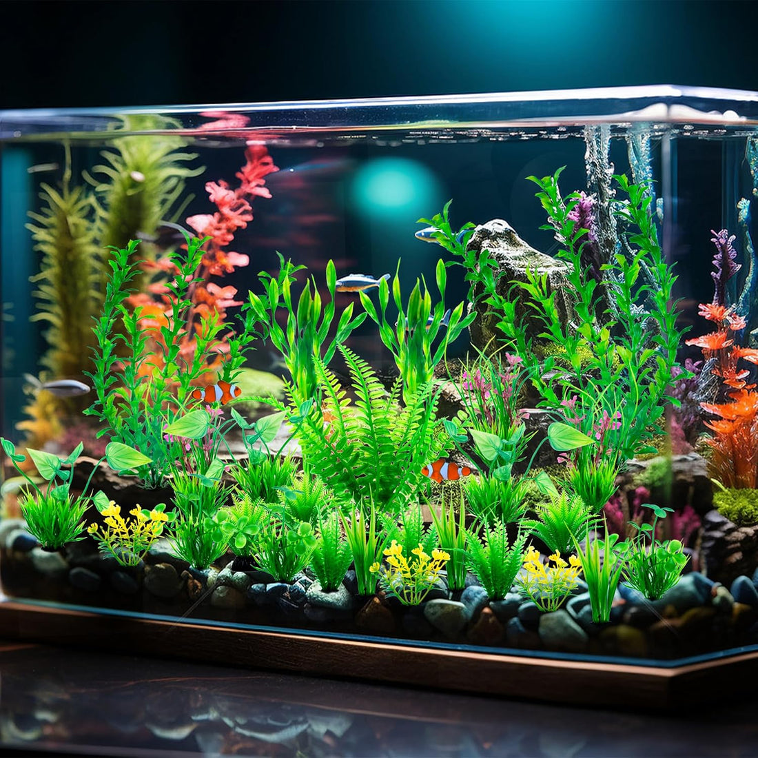 Ameliade Aquarium Artificial Plastic Plants Large Fish Tank Decor