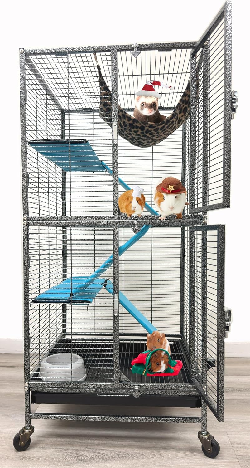 Deluxe Double Unit Two Full Story Small Animal Critter Home Rolling