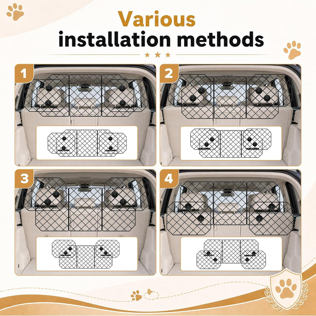 Urban Deco Dog Car Barrier for SUV Heavy Duty Metal Mesh Pet Divider
