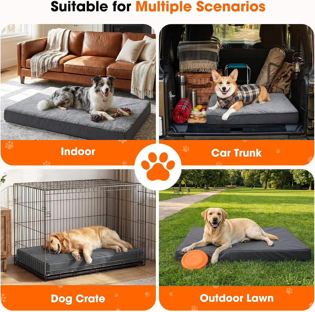 Waterproof Dog Bed for Crate, Chew Proof Orthopedic Crate Pad