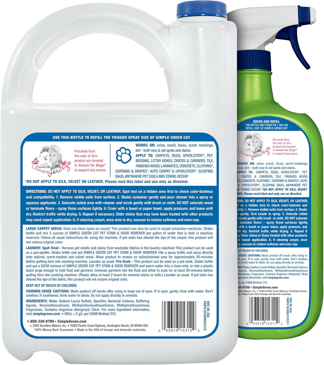 Simple Green Cat Stain & Odor Remover - Enzyme Cleaner for Cat Urine