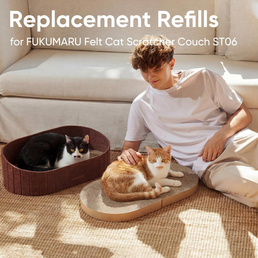 FUKUMARU 2 Packs Replacement Refills for 24 Inch Cat Scratcher Bed