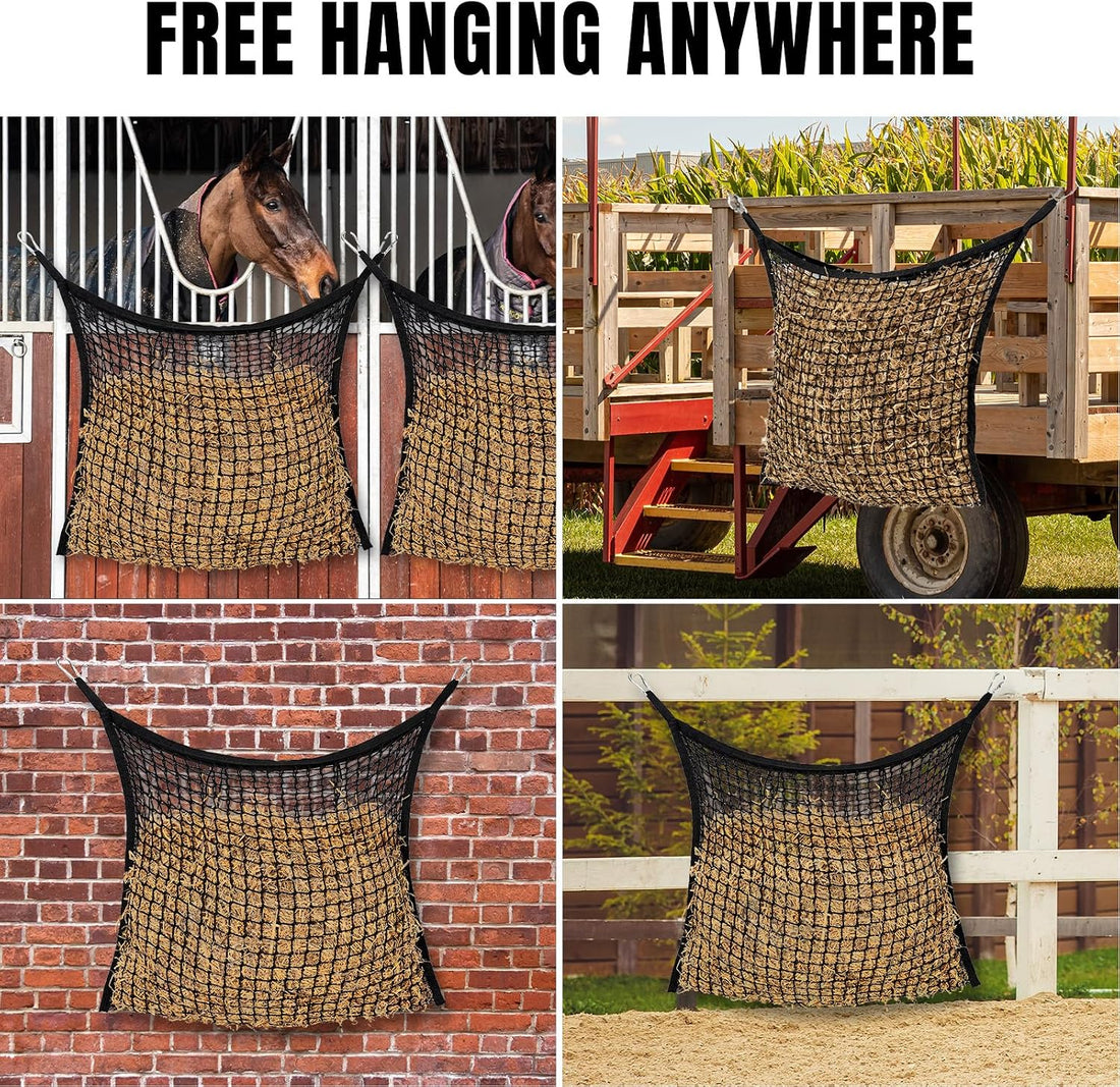 Slow Feed Hay Nets for Horses, Large Capacity Hay Bags, 2 Pack