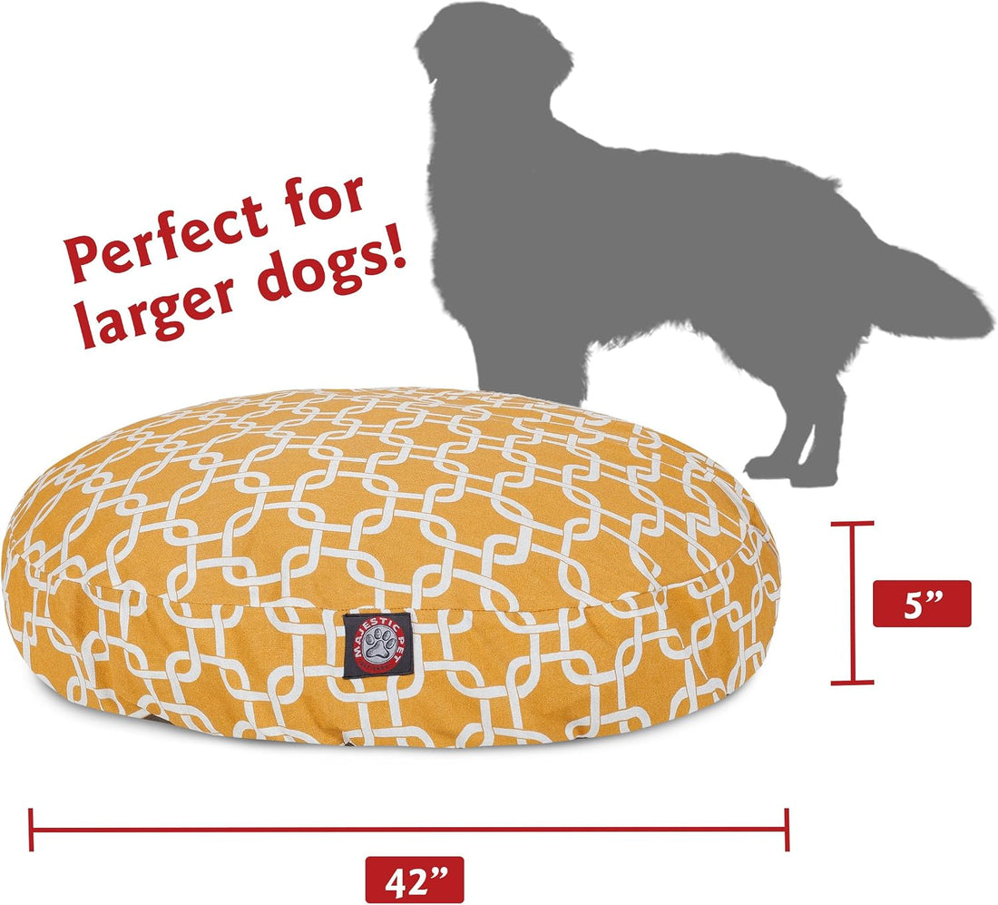 Yellow Links Large Round Indoor Outdoor Pet Dog Bed With Removable