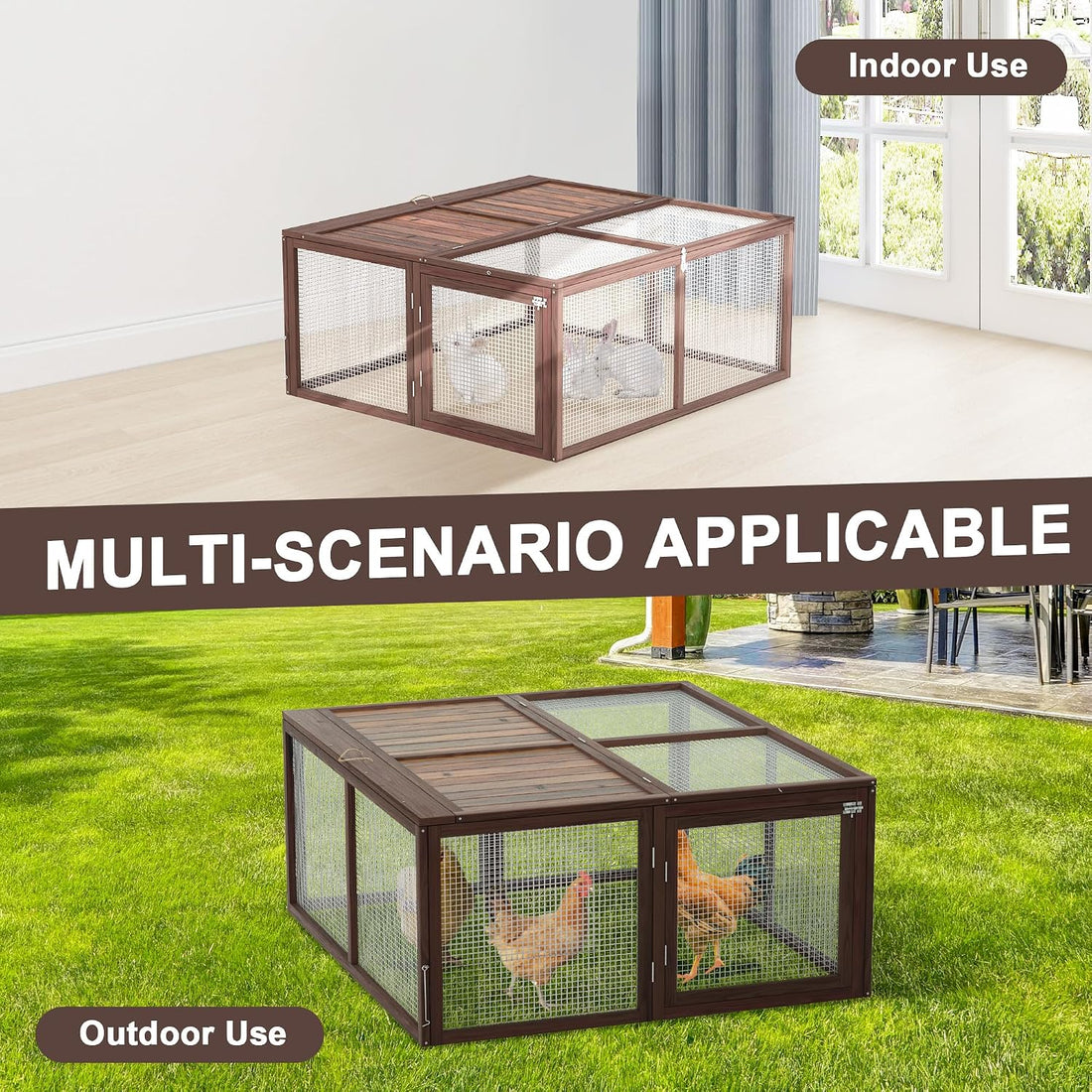 Portable Chicken Coop Run, Folding Rabbit Hutch