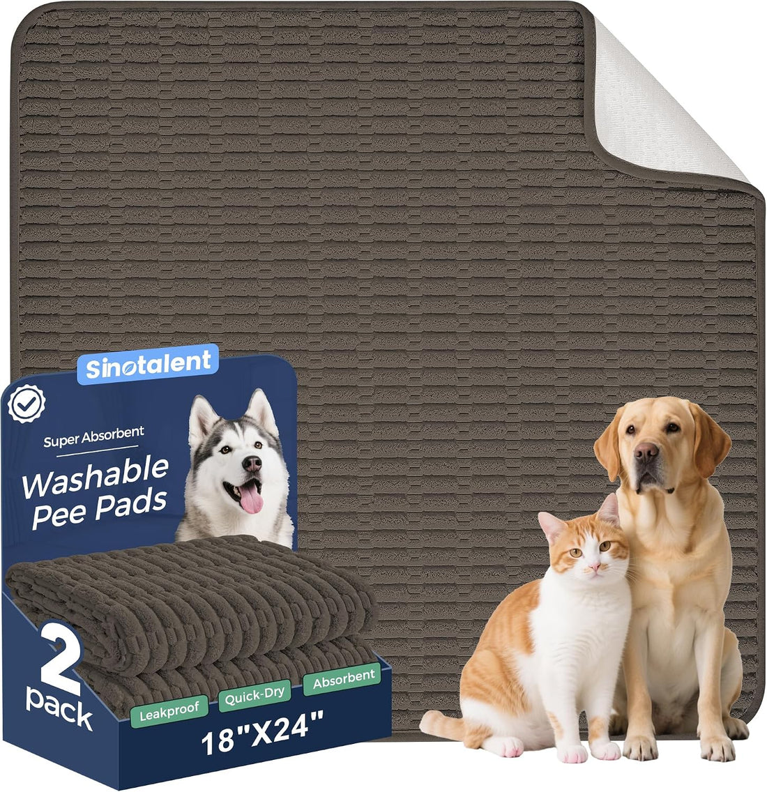 Washable Pee Pads for Dogs Puppy Pad, Cream White 40”x40” 2 Pack