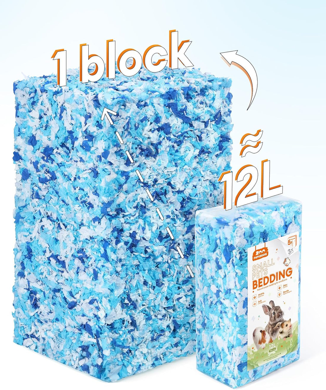 Hamster Paper Bedding 12L Odor Control 99% Dust-Free