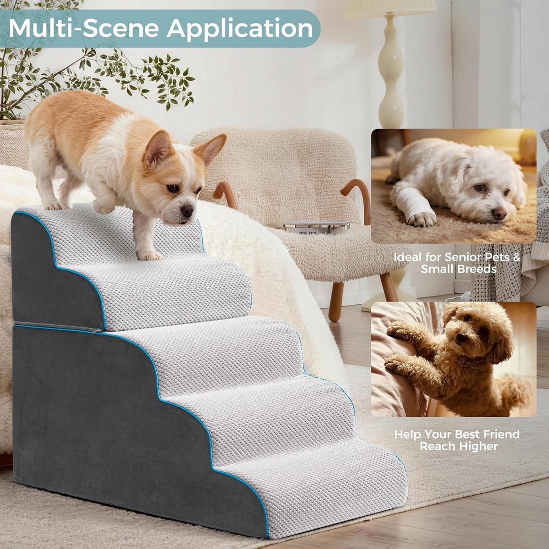 Dog Stairs, Steps and Ramp for High Bed & Sofa