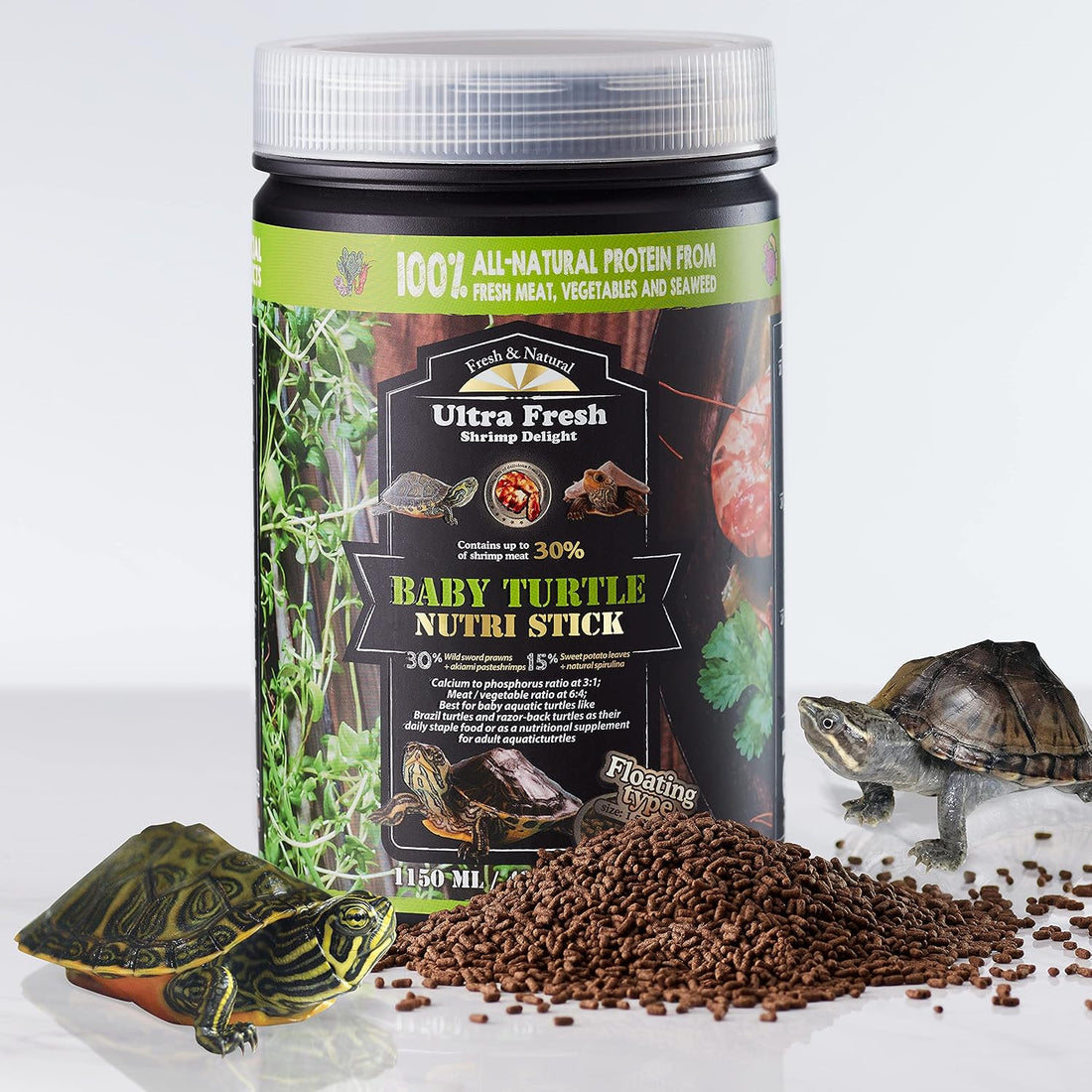 Ultra Fresh Floating Baby Turtle Food, All Natural Ingredients