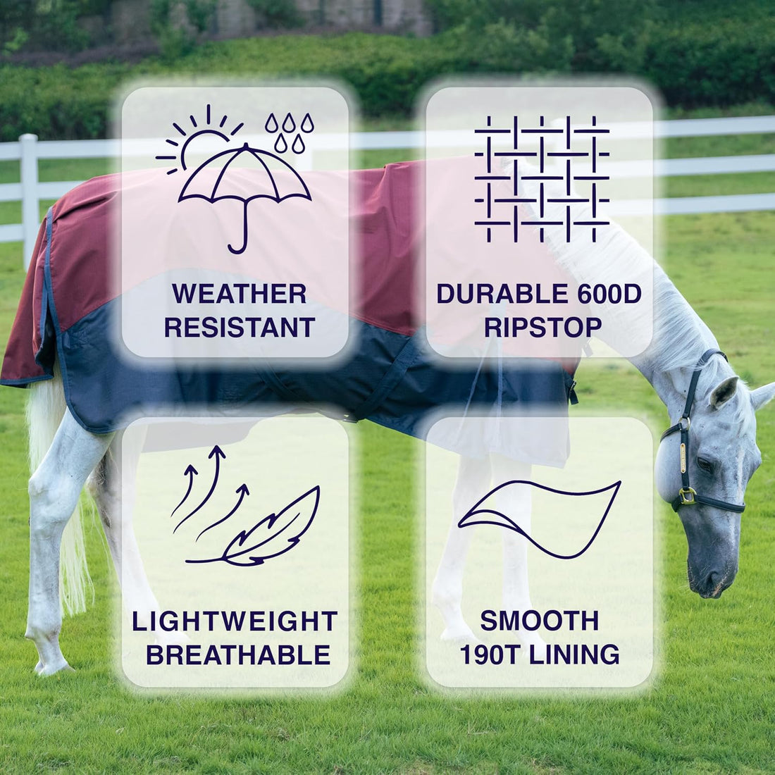 Horse Turnout Rain Sheet | 600 Denier Ripstop Turnout Blanket No Fill