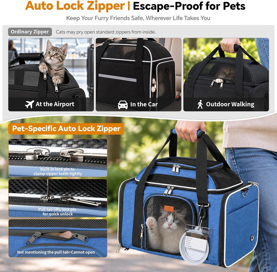 Expandable Top Pet Carrier 18x11x11 Inches, for Cats & Small Dogs