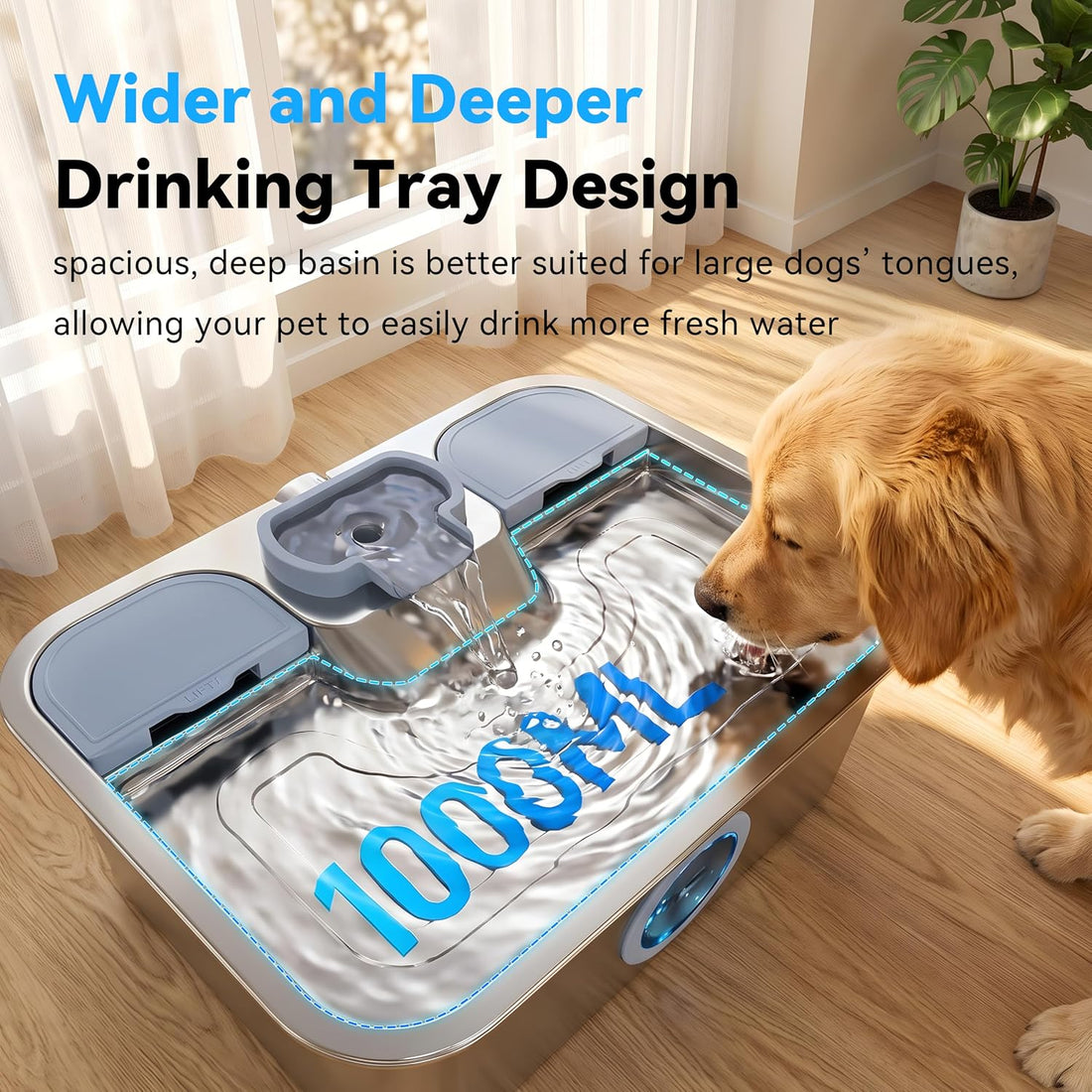 16L/541oz Stainless Dog Water Fountain with Dual‑Set Multi‑Layer