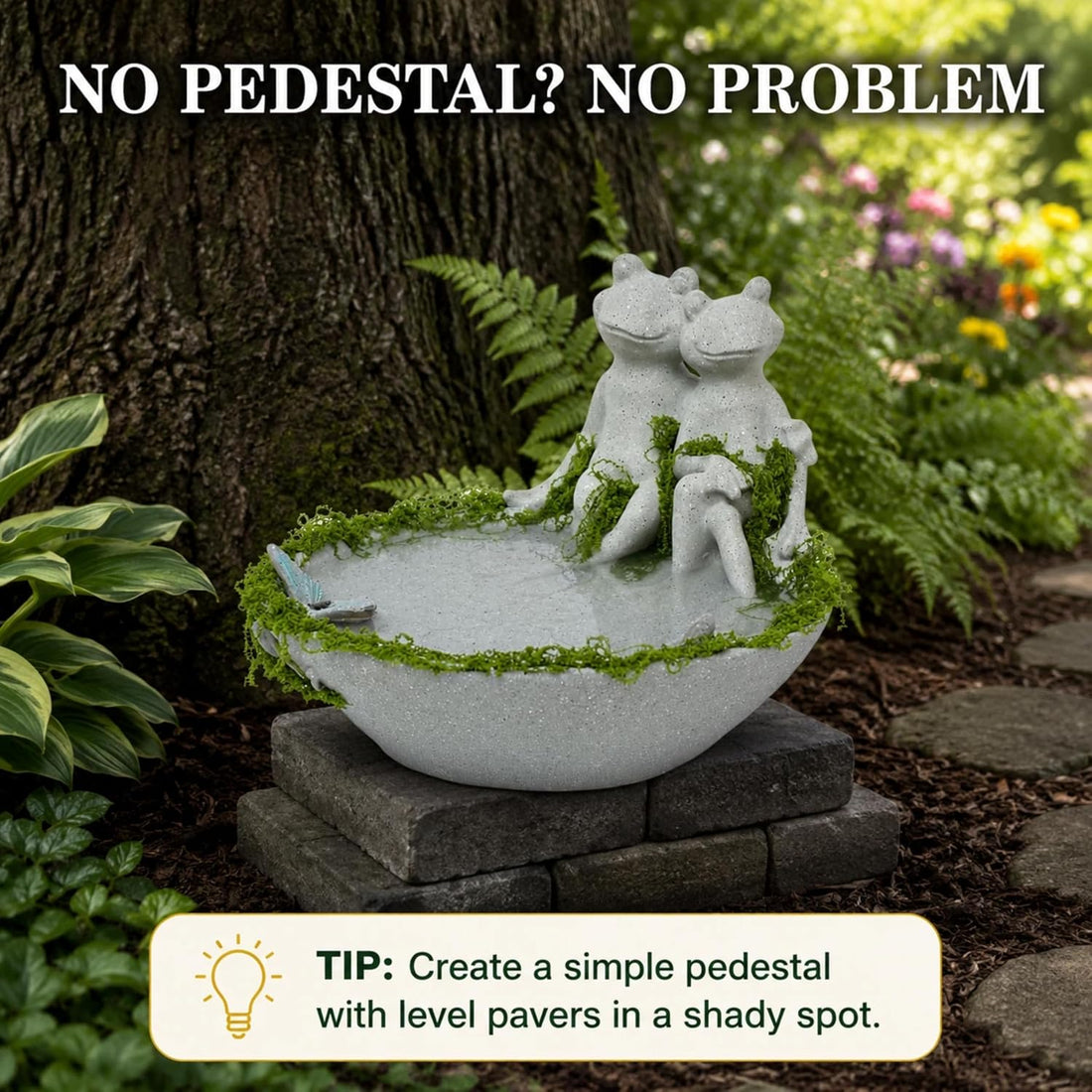 Frog Couple Bird Bath for Outdoors, Small Resin Ground Birdbath Bowl