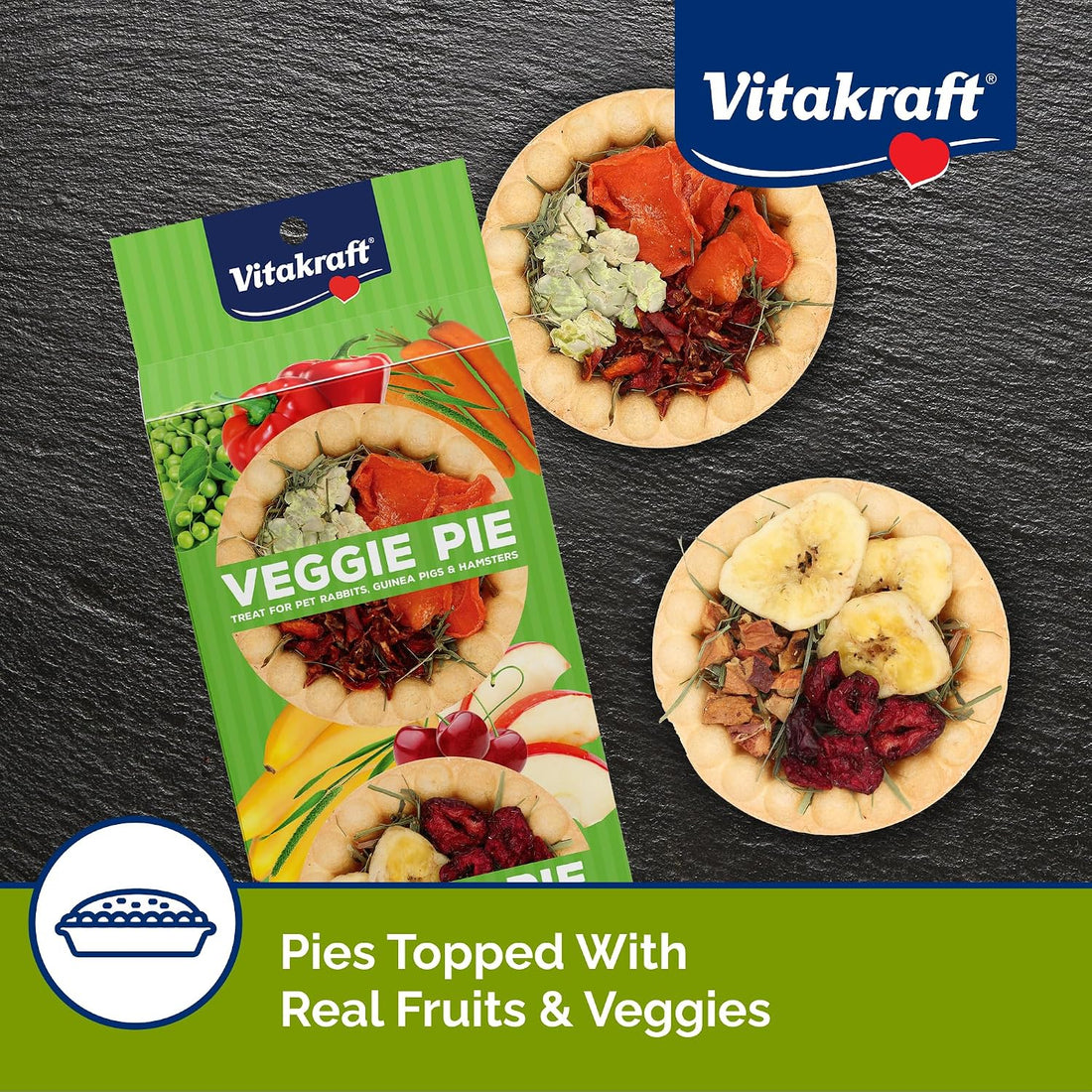 Vitakraft Veggie & Fruity Pie Treat for Pet Rabbits, Guinea Pigs