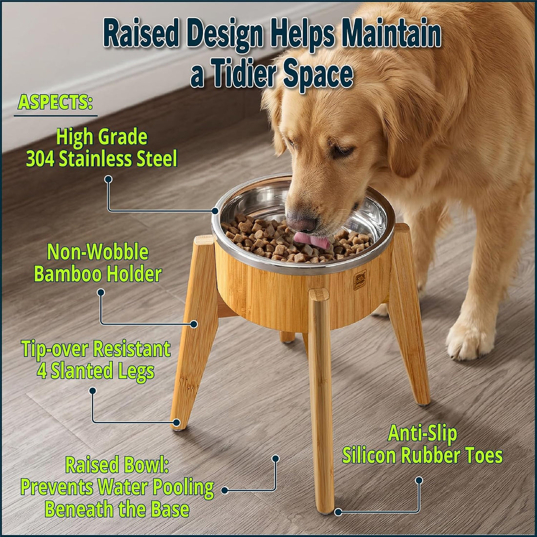 Elevated Dog Bowls for Large Breed - Raised Food/Water Bowl with Stand