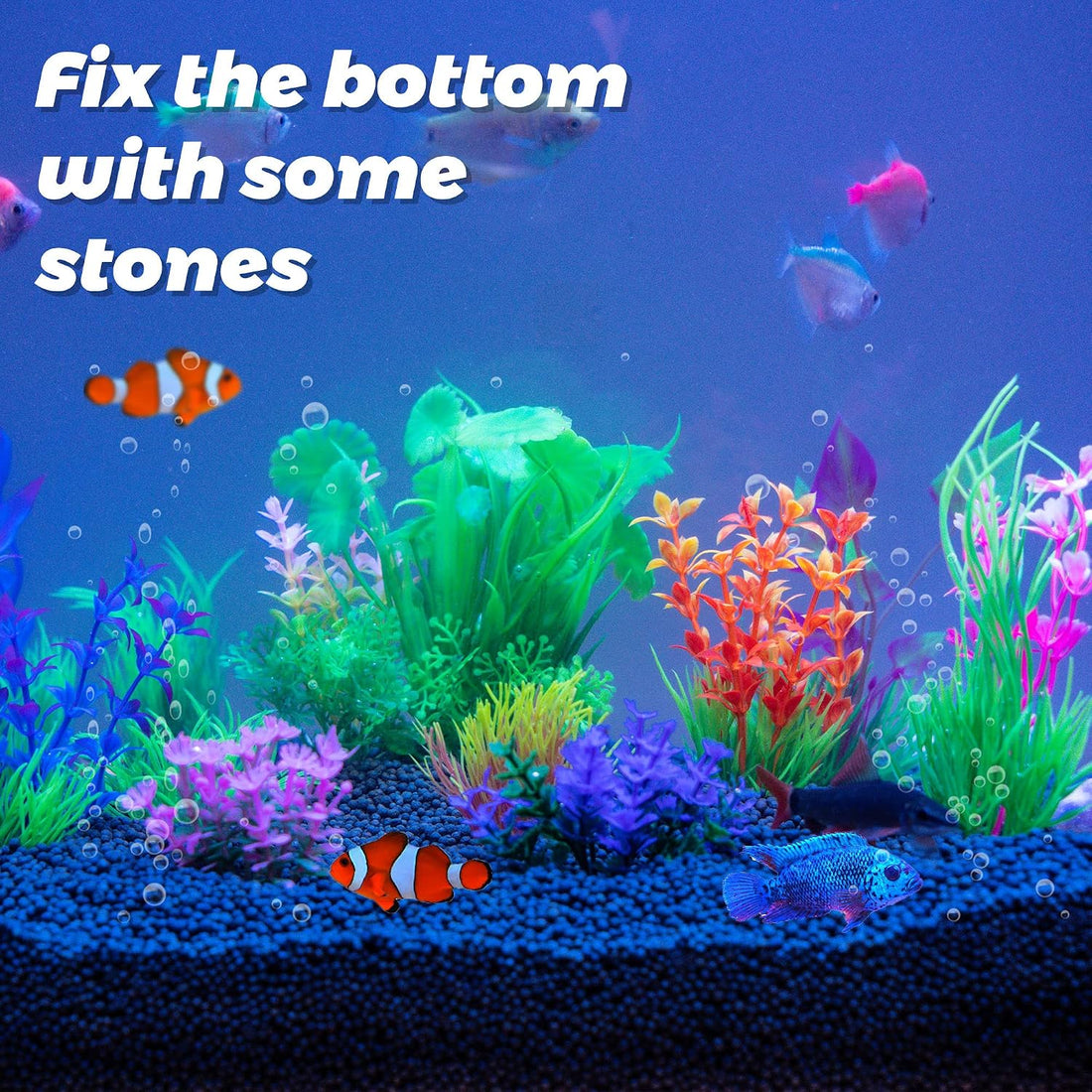 Ameliade 11 Pieces Aquarium Artificial Plastic Plants Fish Tank