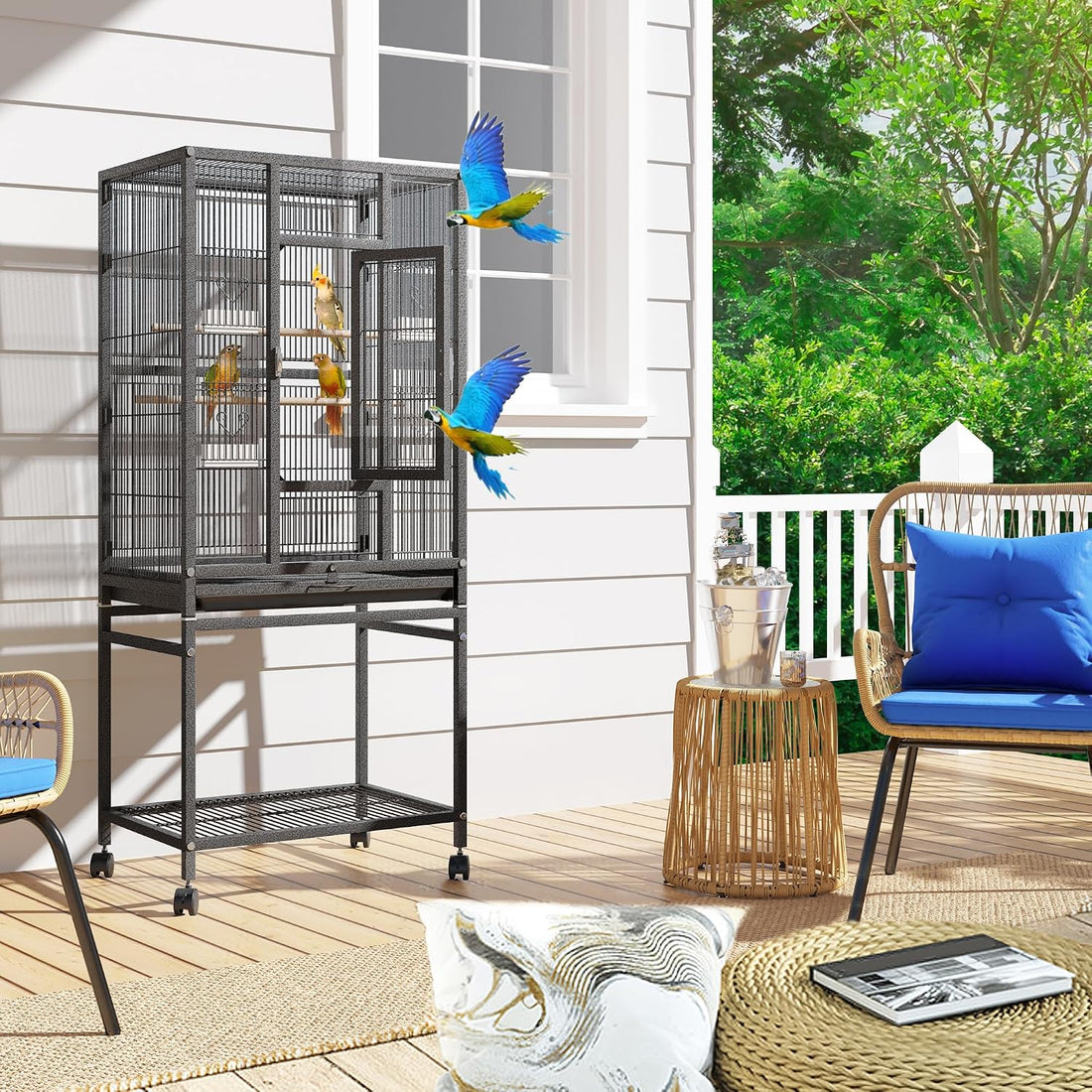 YITAHOME 53.9 inches Metal Bird Cage for Parakeets