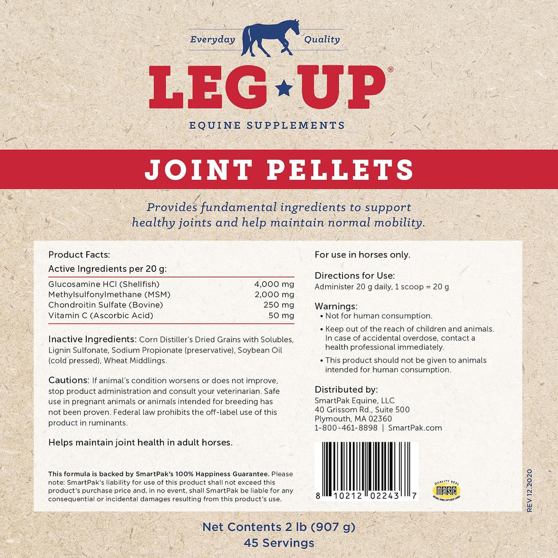 SmartEquine Leg Up Joint Pellets, 2 lb, 45 Servings