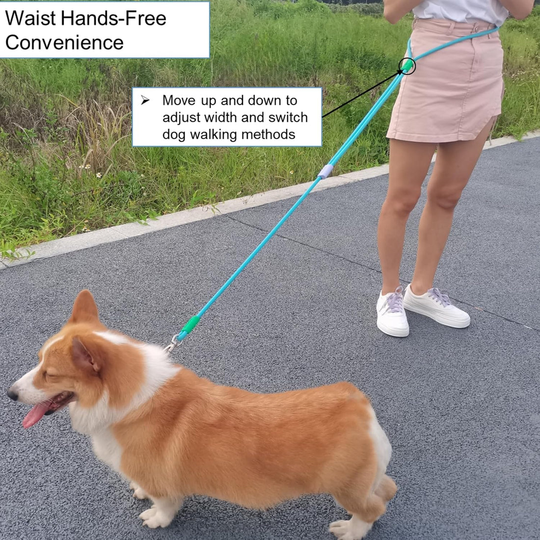 Hands Free Dog Leash,Adjustable Bungee Waist & Crossbody Leash