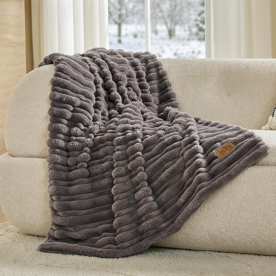COZY KISS Waterproof Dog Blanket, Faux Fur Throw for Couch, 60"x80"
