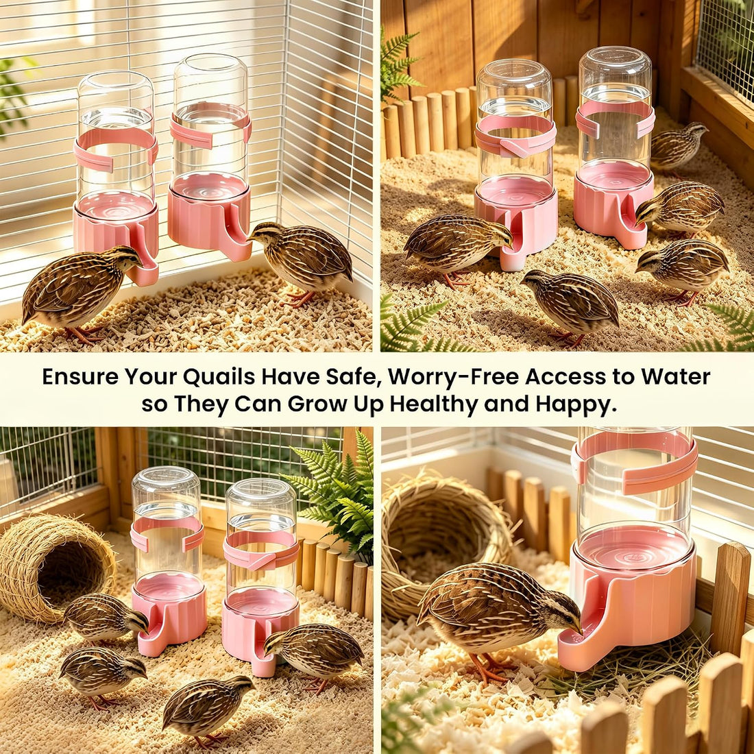2-Pack 16.9 oz Quail Chick Automatic Waterer,No Waste Hanging Quail
