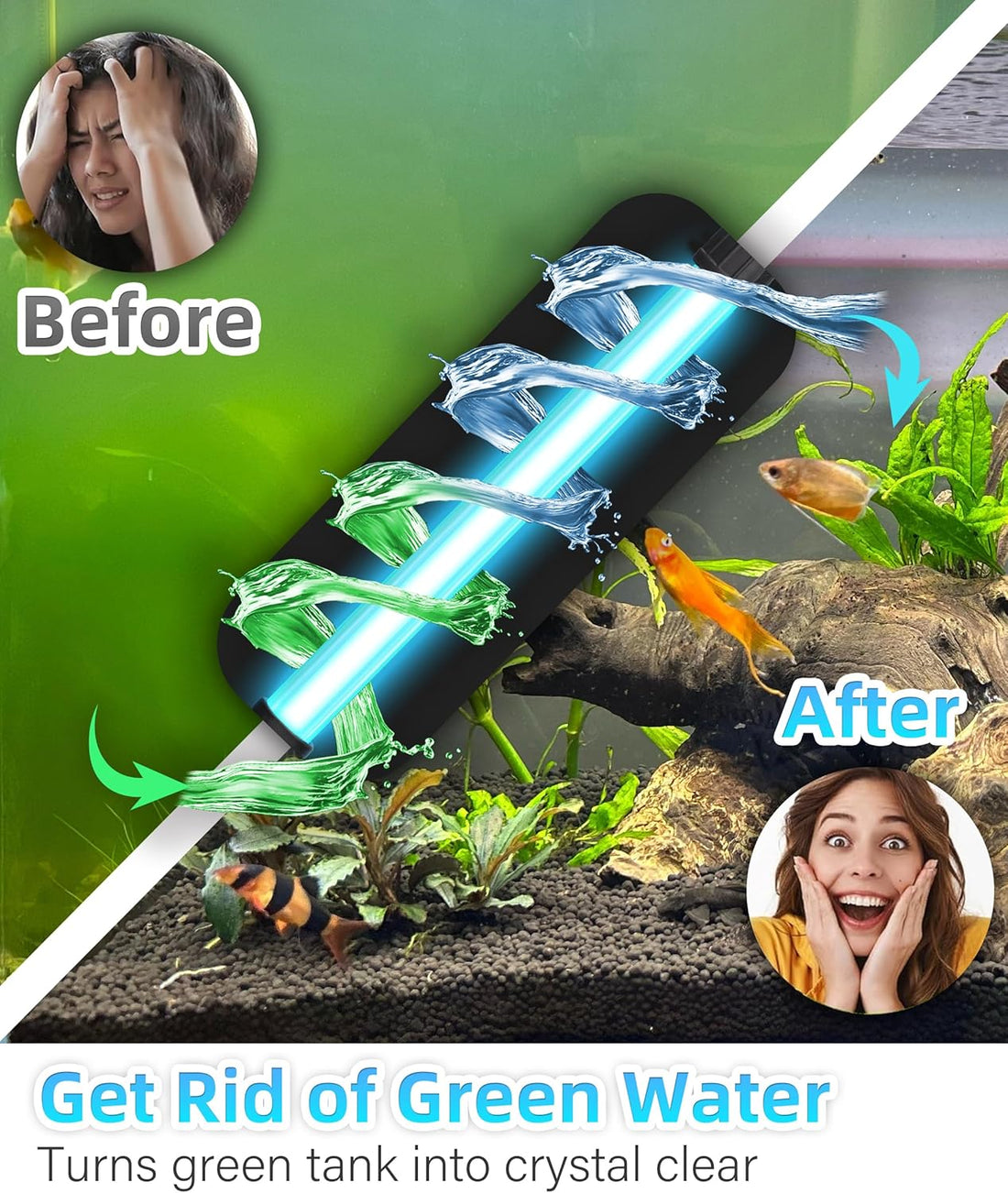 COOSPIDER Aquarium Filter with 6W U-V Light 158GPH for 10-45 Gallon