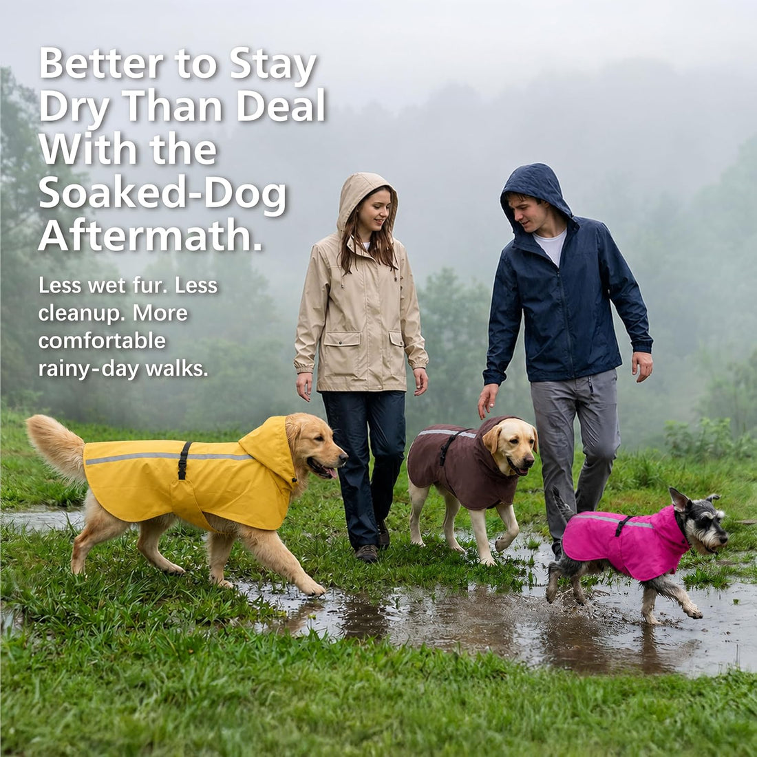 Stretch Fabric Dog Raincoat with Hood