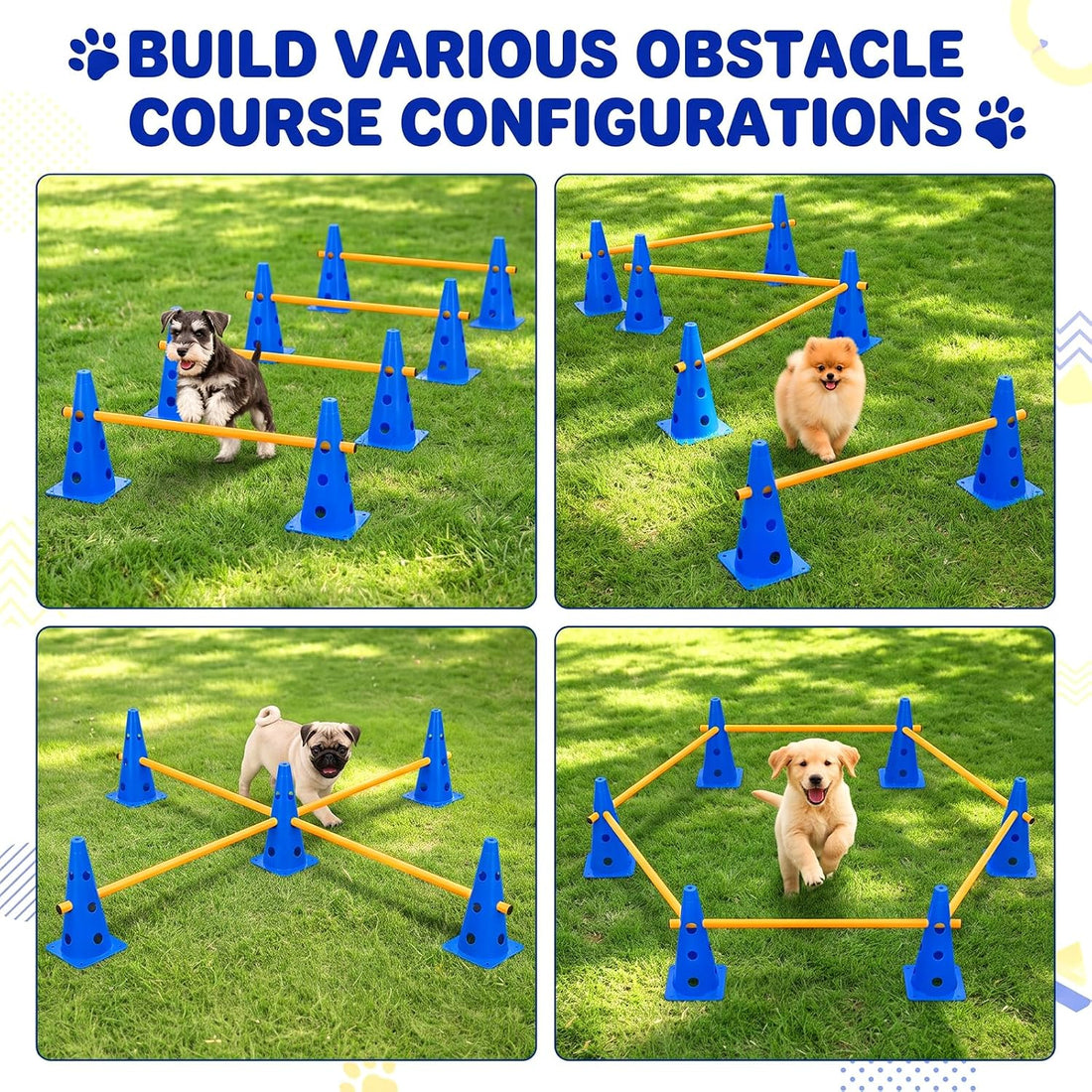 Dog Agility Course Backyard Set, 12 Cones & 6 Poles